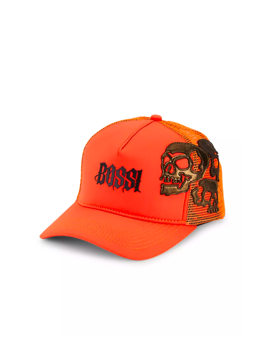Bossi Logo Skull Trucker Hat (orange)